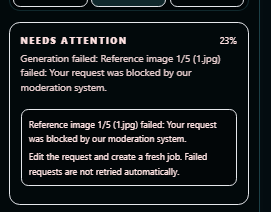 Reference image moderation failure